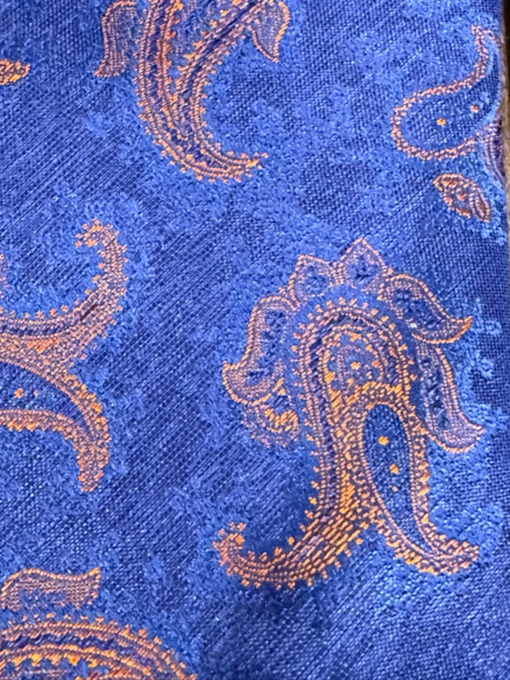 NWT Italo Ferretti 7-Fold Silk Necktie Navy Orange Paisley Hand Made Italy - Picture 9 of 9